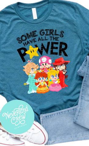 POWER UP TEAL TEE